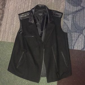 Trouve wool blend faux leather trim vest L